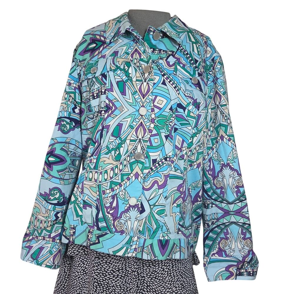 Chicos Multi Color Button Down Blazer Jacket Size 3X
